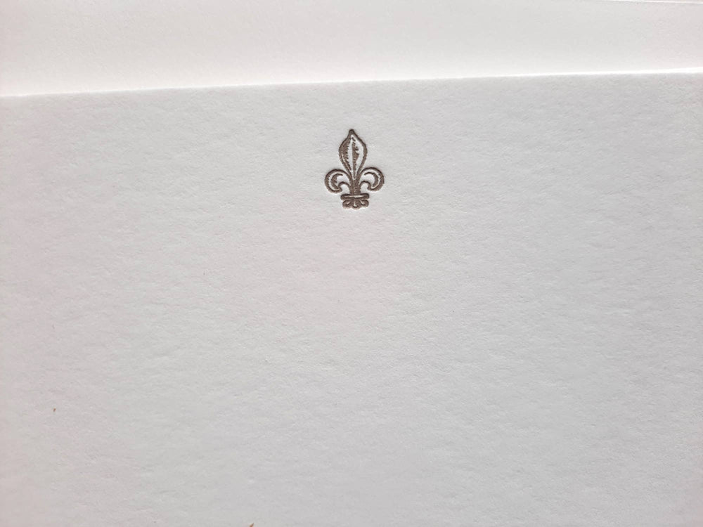 Notecard set: Fleur de lis stationery, letterpress-printed