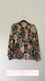 Vintage 100% Silk Floral Blazer