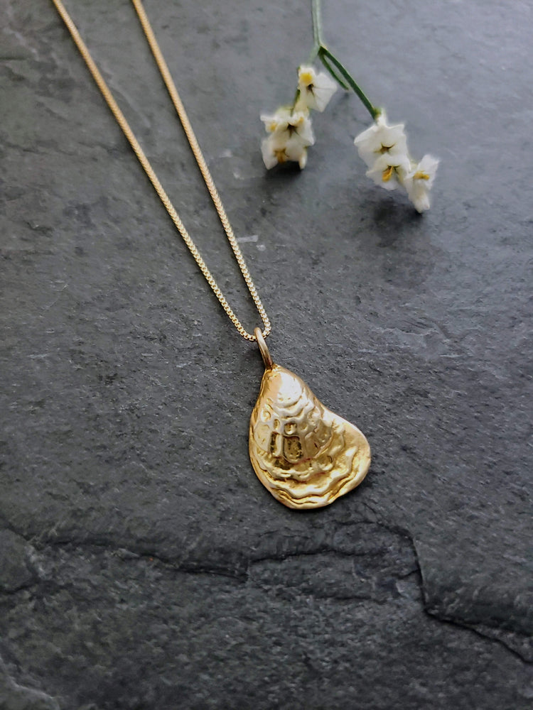 Gold Oyster Charm Necklace