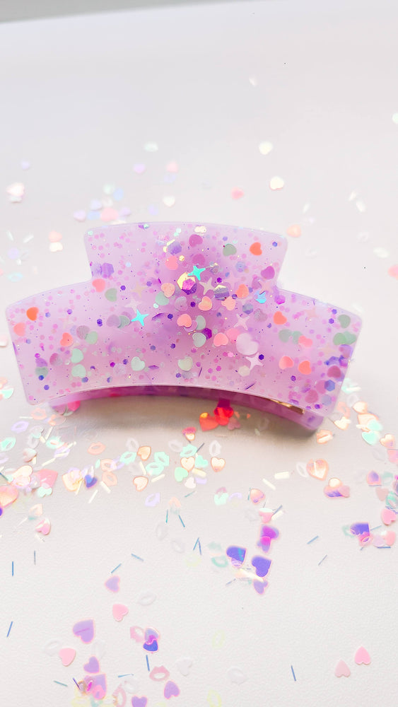 Valentine's Purple Glitter Resin Claw Hair Clip