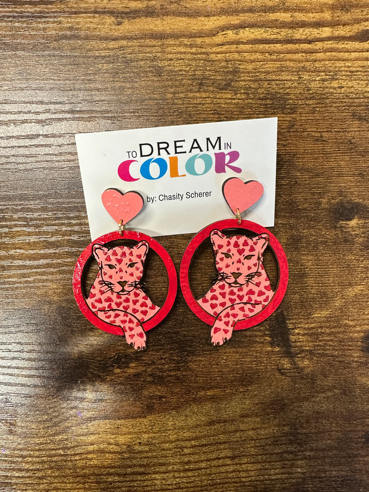 Valentine's Leopard Heart Earrings