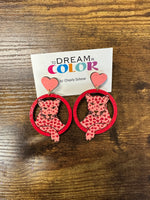 Valentine's Leopard Heart Earrings