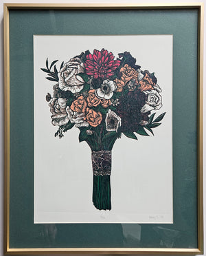 Bouquet block print - framed limited edition color