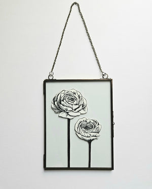 Ranunculus Flowers - Floating Frame Block Print