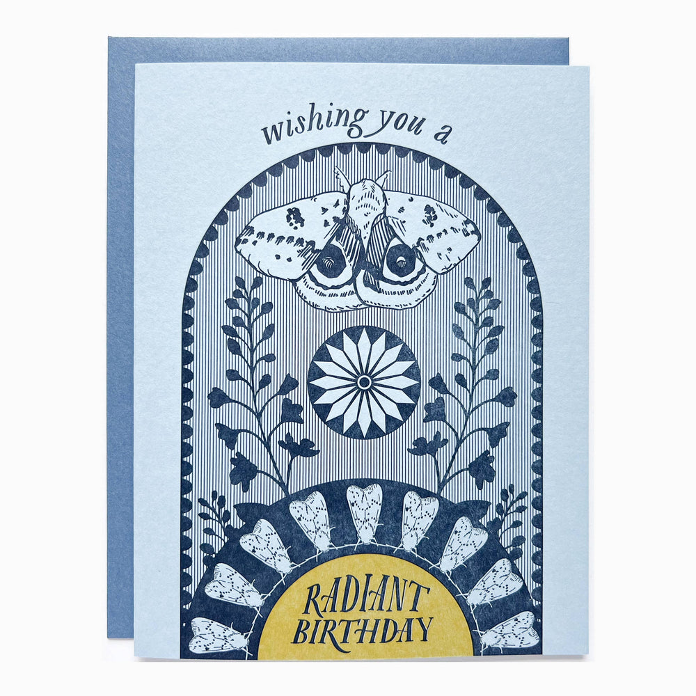 Moth radiant birthday card