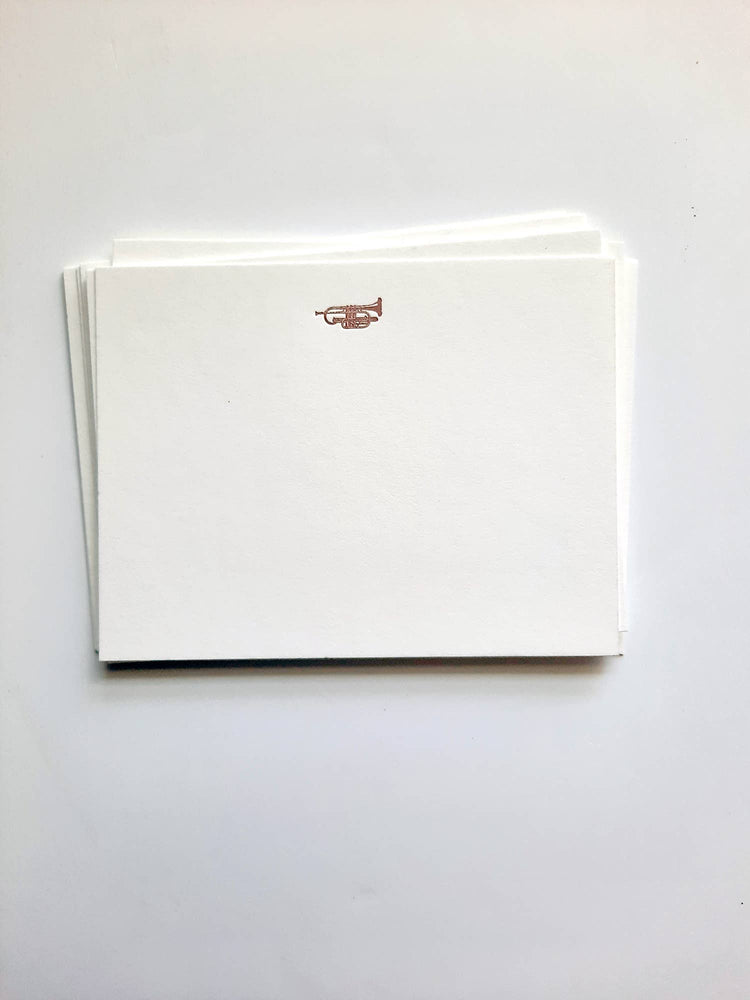 Notecard set: Trumpet stationery, letterpress-printed