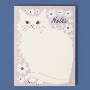 Negative Space Floral Cat - Risograph A2 Notepad