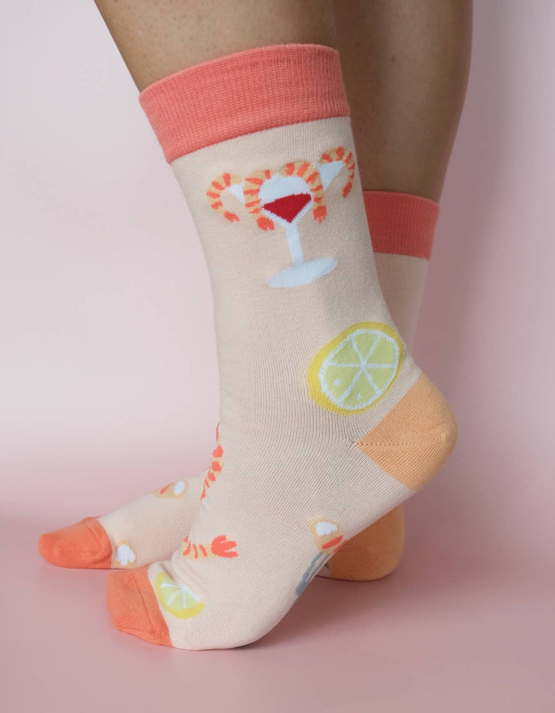 Shrimp Cocktail 100% Cotton Women's Crew Socks