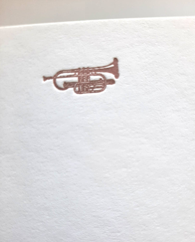 Notecard set: Trumpet stationery, letterpress-printed