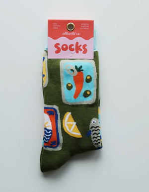 Tinned Fish 100% Cotton Women's Crew Socks