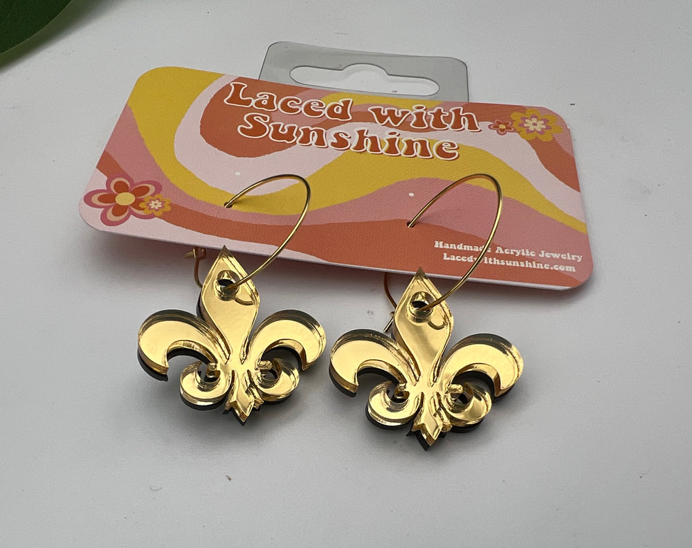 Black & Gold Fleur de lis earrings