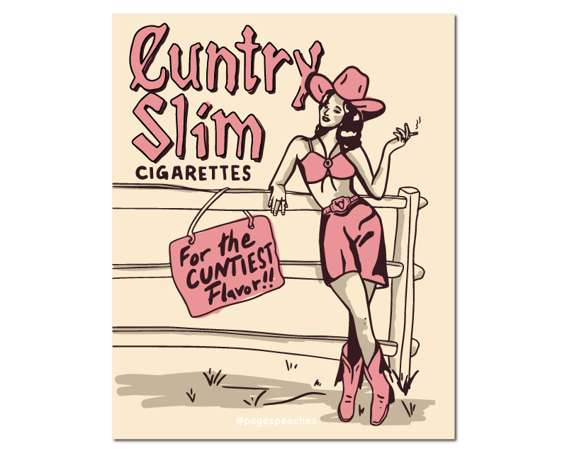 Cuntry Slim Cigarette 4x6 Art Print