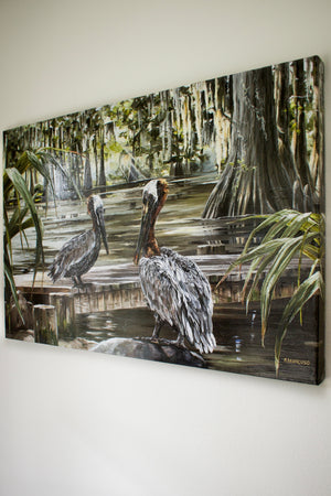 Sittin’ on the Dock of the Swamp — Reworked Canvas Print