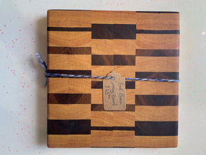 End-Grain Cutting Board - Black Walnut & Ash