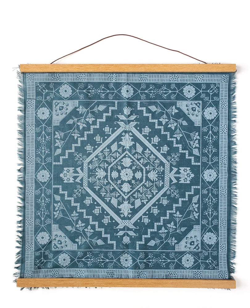 Geometric Medallion Wall Hanging - Dark Teal Blue