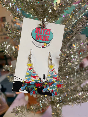 Dino Christmas Tree Earrings