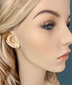 White Plumeria Studs