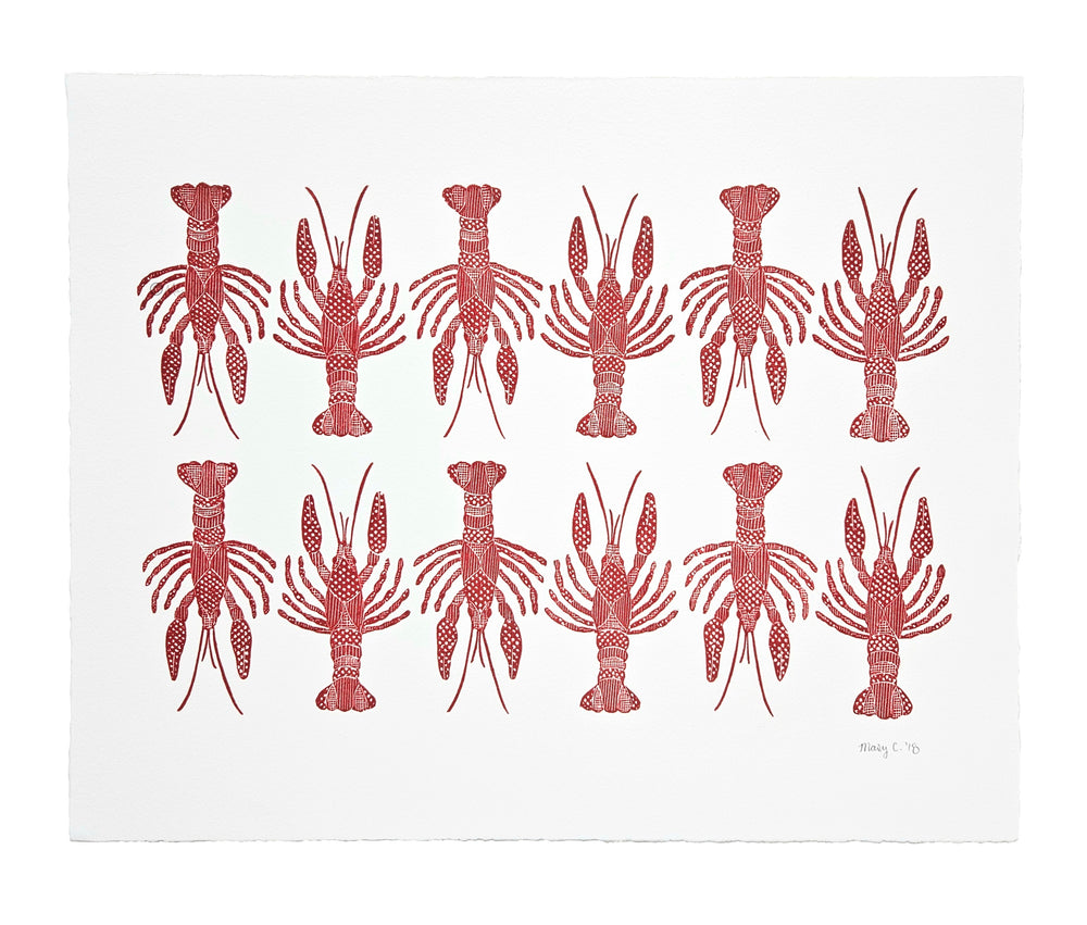 Crawfish Pattern original block print