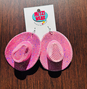 Pink Cowboy Hat Earrings