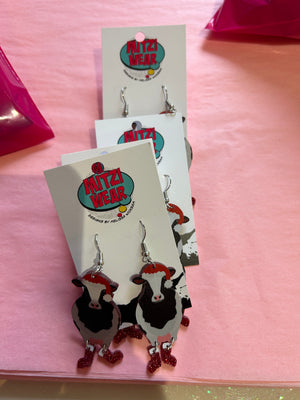 Holiday Cow Earrings