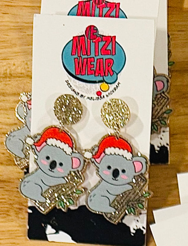 Koala Christmas Earrings