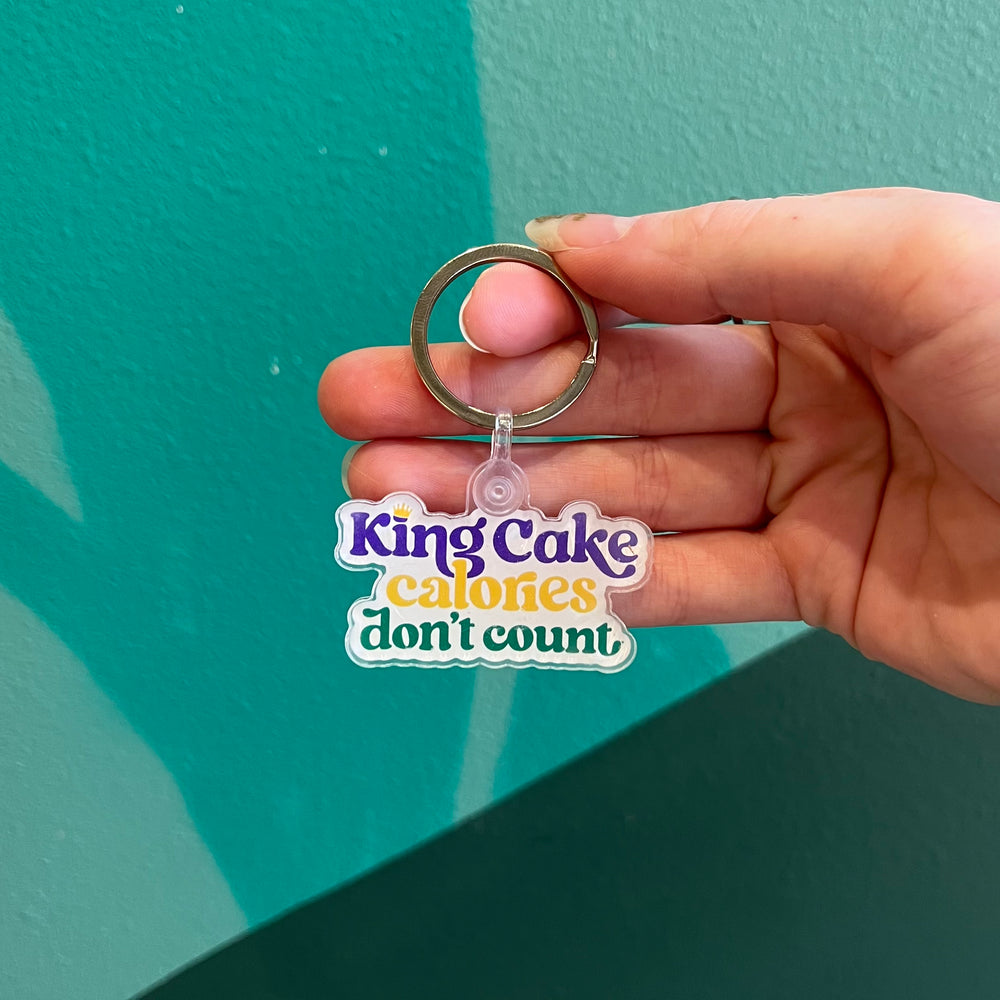 King Cake Calories Don't Count Keychain