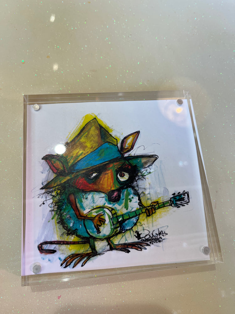 Guitar-playin' Possum Acrylic Block