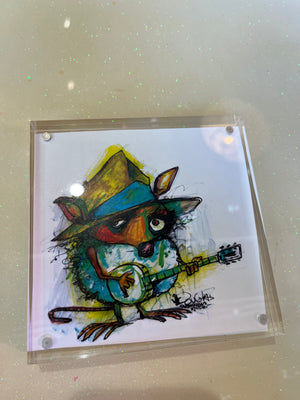 Guitar-playin' Possum Acrylic Block