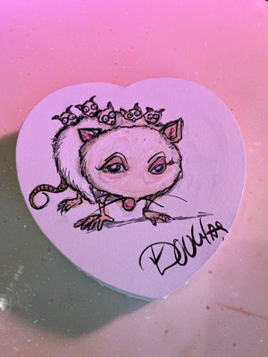 Heart Canvas Possum and Babies