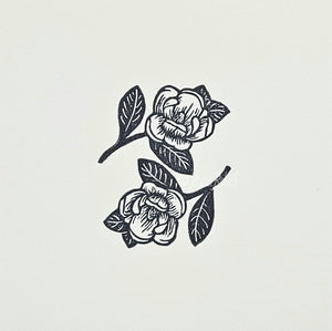 "Mini Magnolias" original block print
