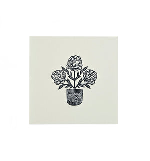 Petite Peonies original block print