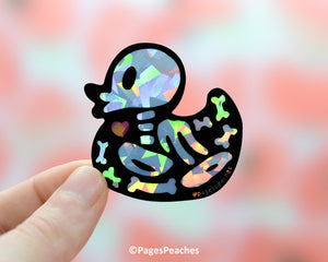 Holographic Skeleton Rubber Ducky Sticker Suncatcher