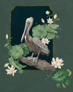 Pelican and Lily Pads Print