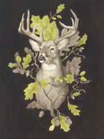 Deer and Oak Leaves Print