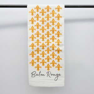 
            
                Load image into Gallery viewer, Gold Fleur De Lis - Baton Rouge Tea Towel
            
        