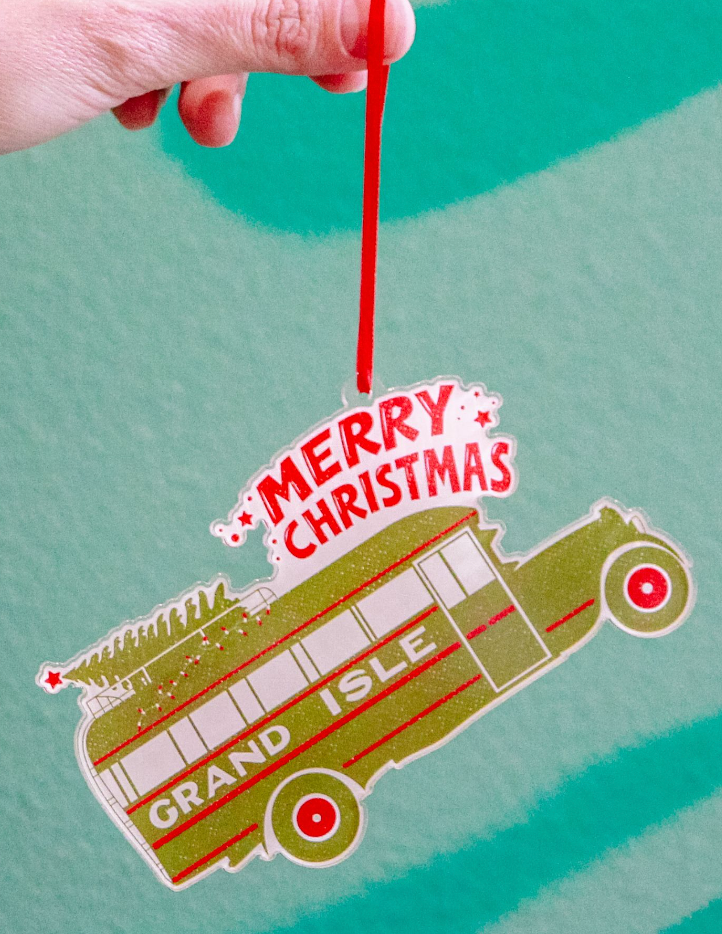 Grand Isle Christmas - Holiday Bus Acrylic Ornament