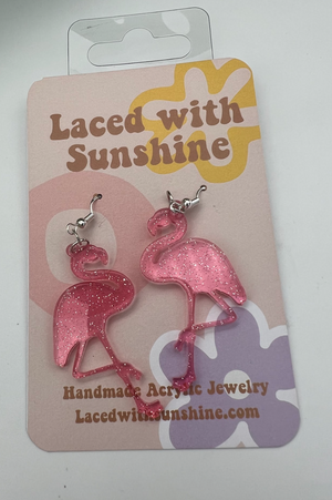 Glitter Pink Flamingos