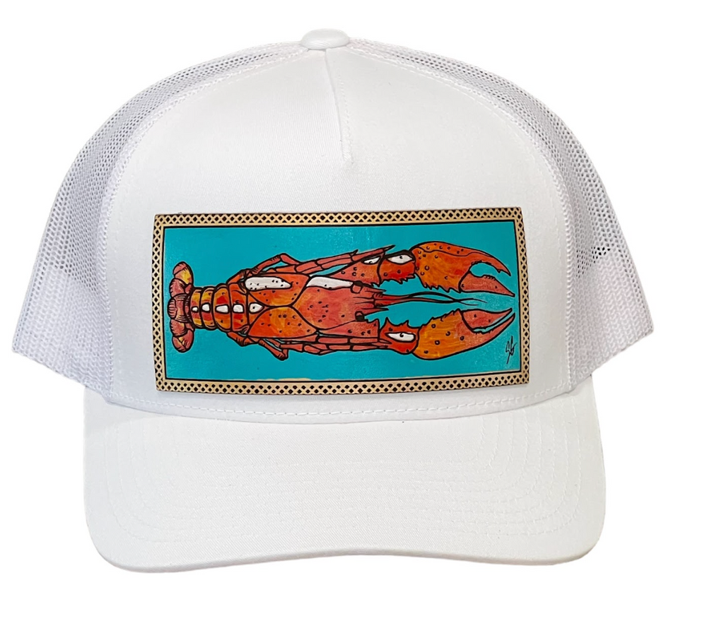 Teal Crawfish Leather Patch Hat