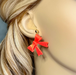 Coral Bow Dangles