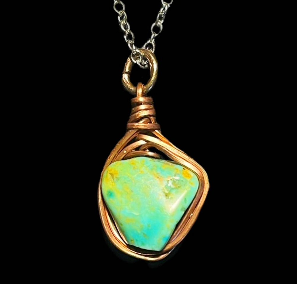 Small Copper and Turquoise Pendant