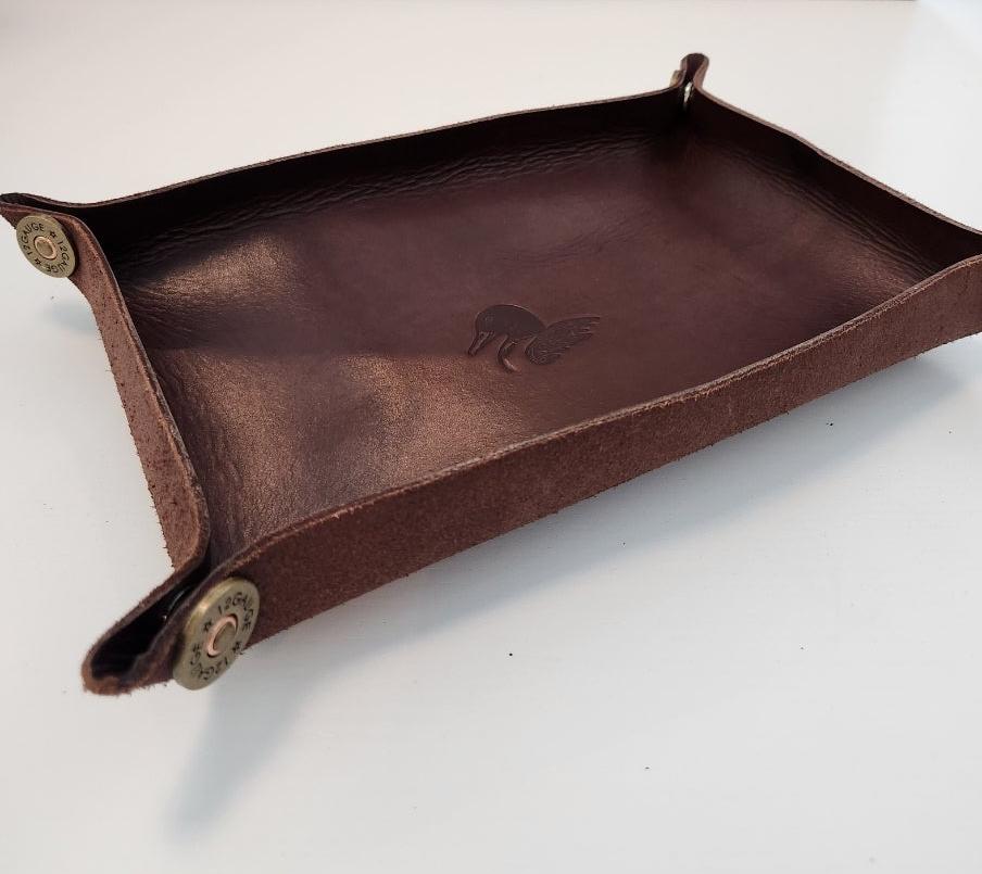 Leather 'Duck Hunter' Travel Valet Tray