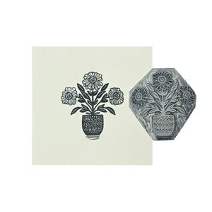 Zesty Zinnias original block print