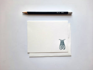 Notecard set: Cicada stationery, letterpress-printed