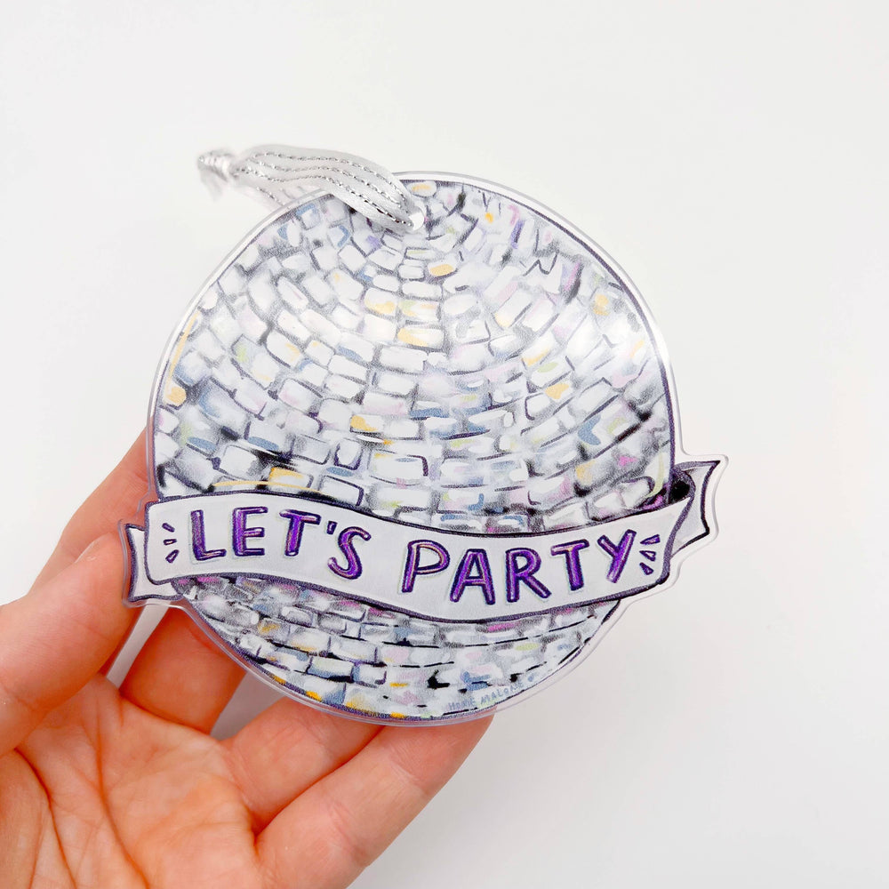 Disco Ball Let's Party Ornament - Mirror Ball Indoor Decor