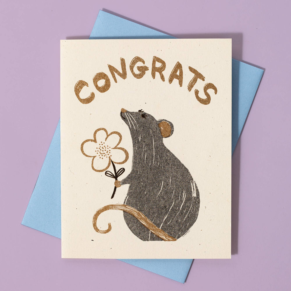 Congrats Rat - Risograph Card