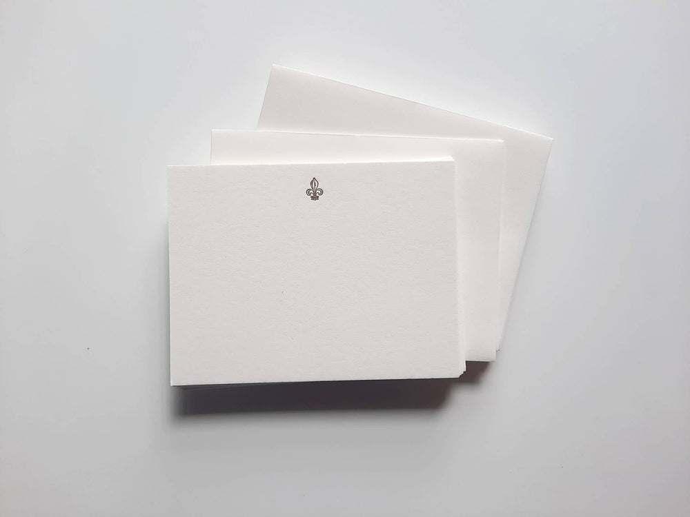 Notecard set: Fleur de lis stationery, letterpress-printed