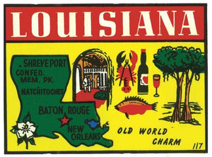 Postcard LU-367 Louisiana Note Card Old World Charm Map