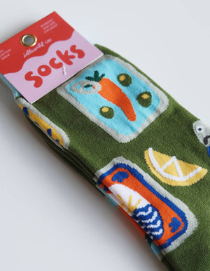 Tinned Fish 100% Cotton Women's Crew Socks