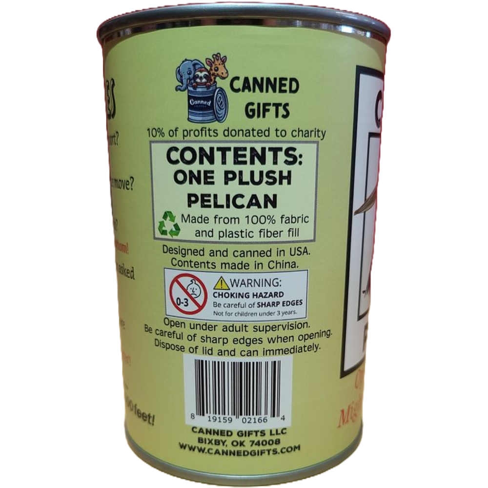 Swoops the Canned Pelican - Eco-Friendly and Recycled Gift