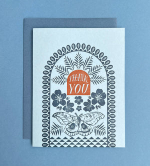 Moth pattern thank you card